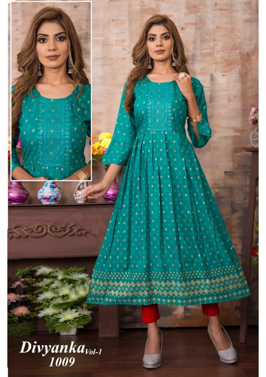 Divyanka 1 Ethnic Wear Wholesale Anarkali Kurtis Catalog
